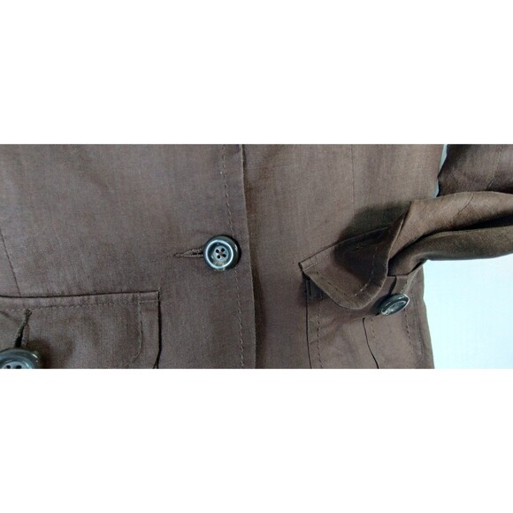 Merona Blazer Women's S Brown Linen Long Sleeve Lined Pockets 3 Buttons Classic - Picture 7 of 8